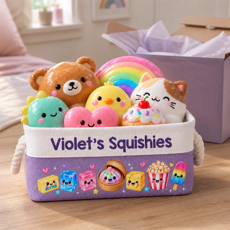 Custom Squishy Storage Basket - Personalized Birthday Gifts For Kids - Collecting Tiny Happiness
