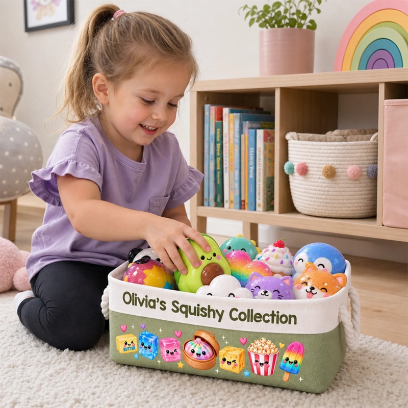 Custom Squishy Storage Basket - Personalized Birthday Gifts For Kids - Collecting Tiny Happiness