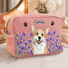 Custom Photo Seersucker Makeup Bag - Personalized Birthday Gifts For Wife, Daughter, Besties, Sisters, Granddaughter, Grandma, Mom, Yourself, Dog Cat Lovers - Life Blooms With You
