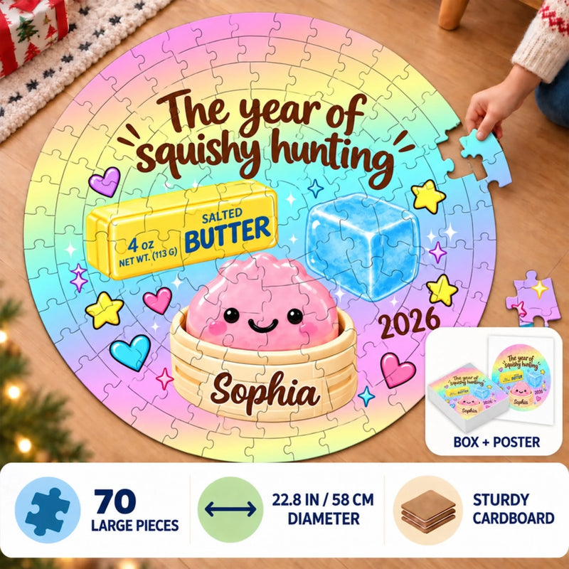 Custom Squishy Round Jigsaw Puzzle - Personalized Christmas Birthday Gifts For Kids - Little Giggles All Day