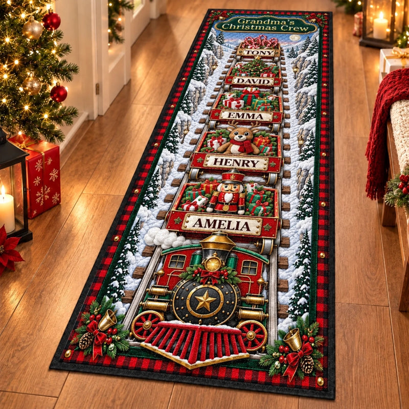 Custom Runner Rug - Personalized Christmas Birthday Gifts For Grandma, Grandpa - Riding Home For Christmas