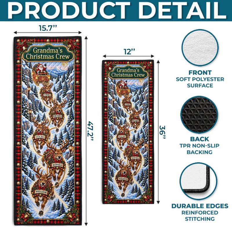 Custom Reindeer Runner Rug - Personalized Christmas Birthday Gifts For Grandma, Grandpa - Homebound For The Holidays