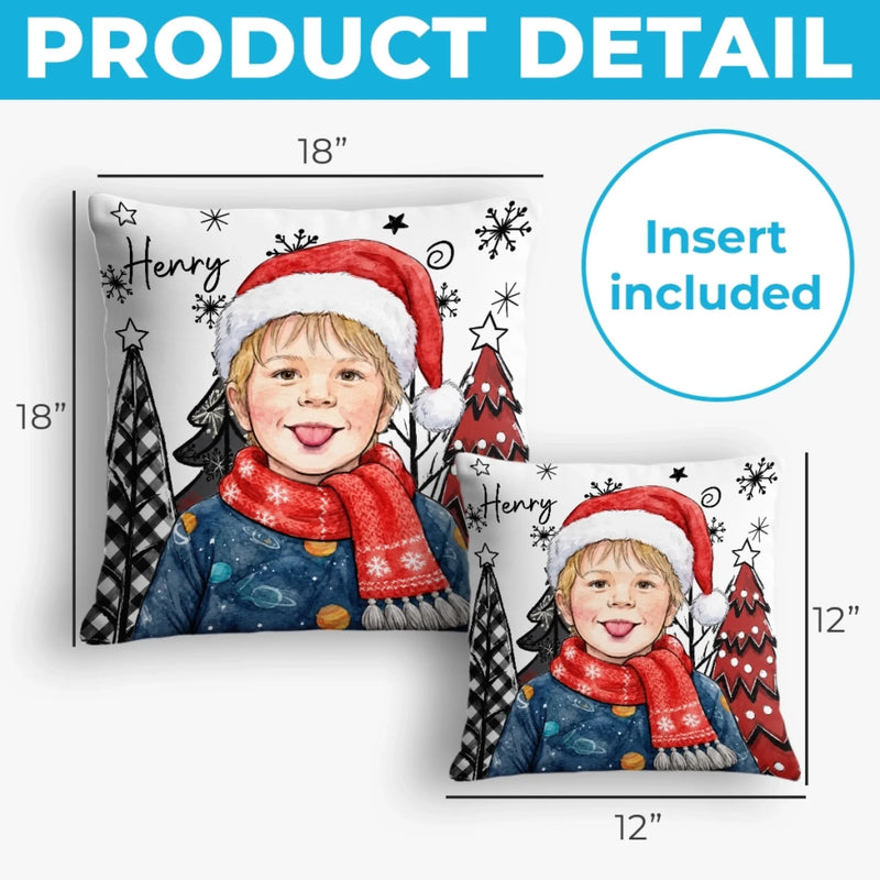Custom Photo Pillow - Personalized Christmas Birthday Gifts For Kids - Merry Moments, Happy Hearts