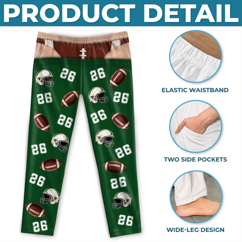 Custom Funny American Football Pajama Pants - Personalized Birthday Gifts For American Football Lovers, Sports Fans, Sports Lovers - Living The Ultimate Fan Life