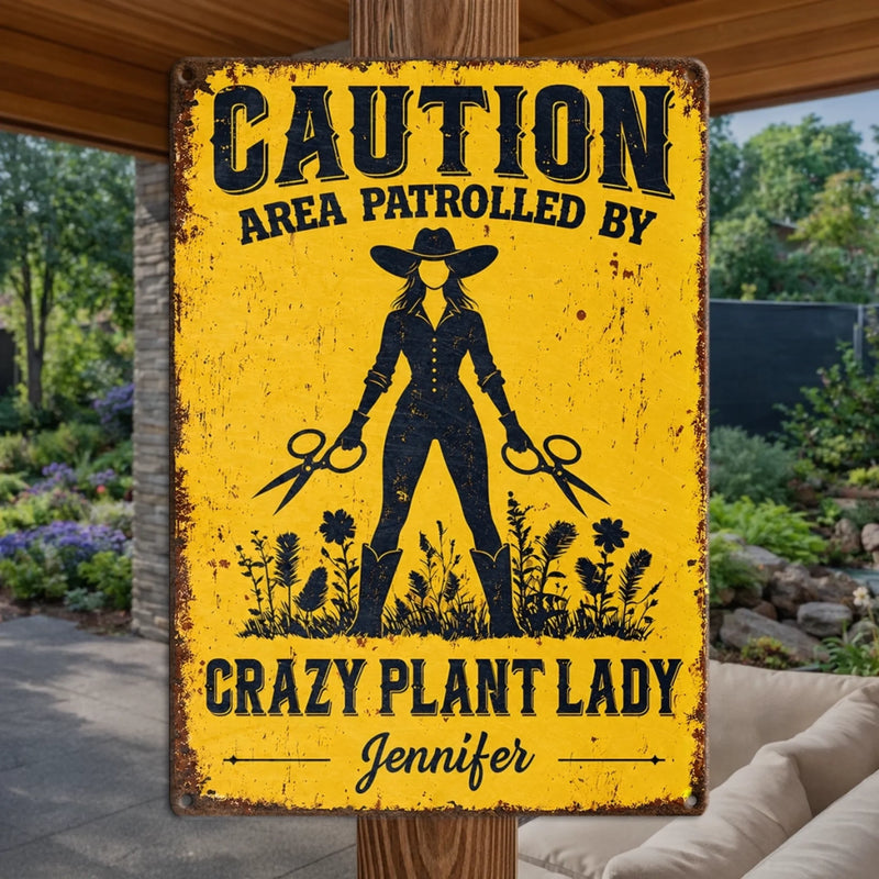 Custom Home Decor Metal Sign - Personalized Birthday Garden Gifts For Gardeners - Crazy Plant Lady Zone