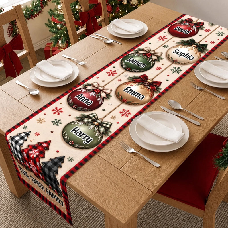 Custom Table Runner - Personalized Christmas Birthday Gifts For Mom, Dad, Brother, Sister - Christmas Feels Better Together
