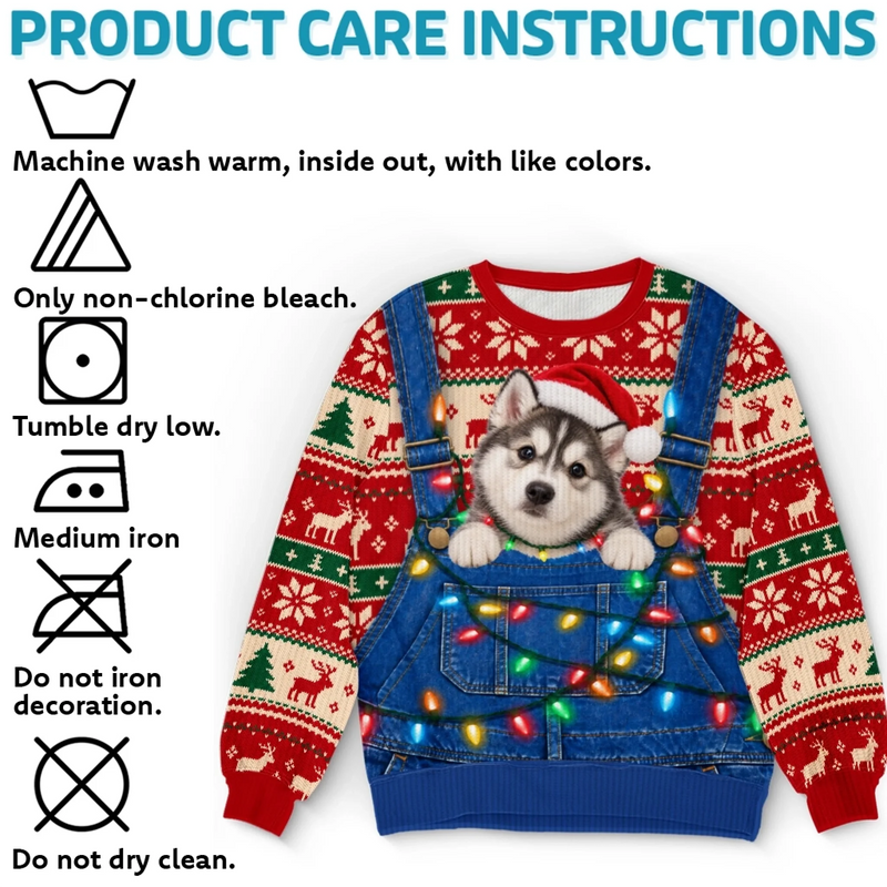 Custom Photo Ugly Sweatshirt - Personalized Christmas Birthday Gifts For Dog Cat Lovers, Dog Dad And Mom, Cat Owners - Keeping Christmas Extra Fluffy