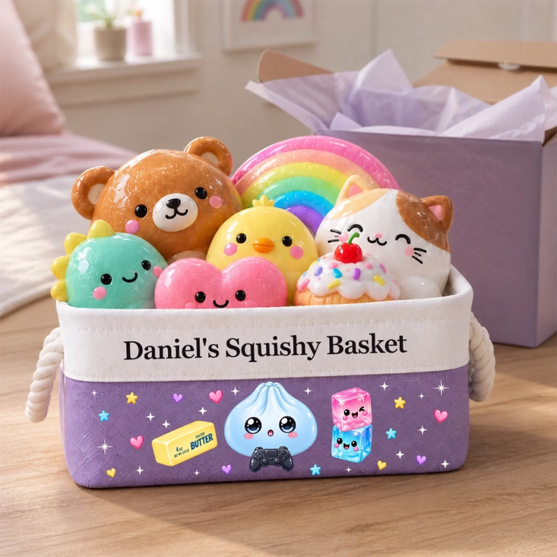 Custom Squishy Storage Basket - Personalized Birthday Gifts For Kids - Happy Days And Sweet Smiles