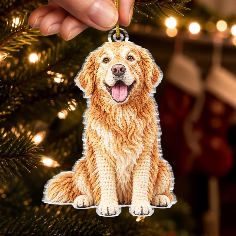 Custom Photo Crochet Doll Effect Acrylic Ornament - Personalized Christmas Birthday Gifts For Dog Cat Lovers, Dog Dad And Mom, Cat Owners - My Favorite Furry Ornament