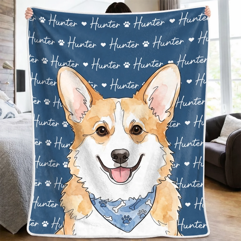 Custom Dog Photo Portrait Gifts - Personalized Blanket