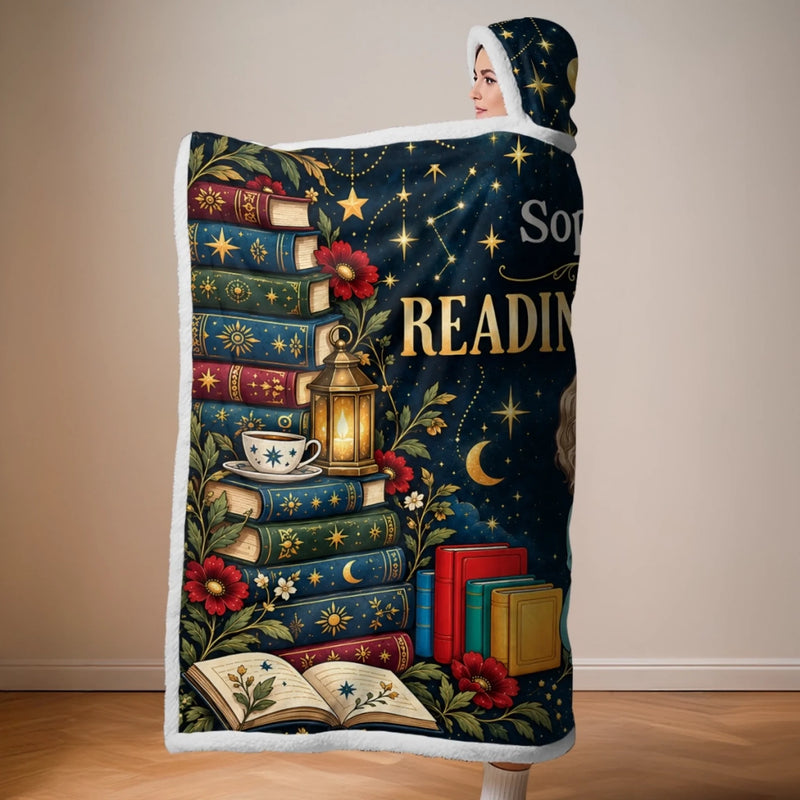 Custom Celestial Book Lover Gifts for Women - Personalized Snuggle Blanket