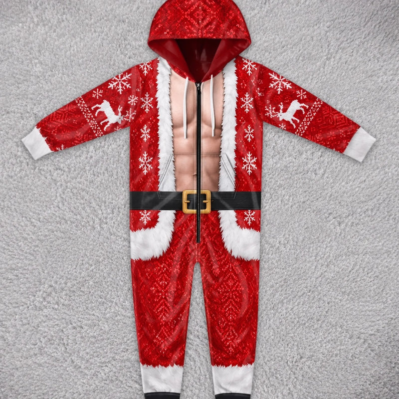 Custom Funny Christmas Santa and Elf Matching Outfit - Personalized Adult Onesie