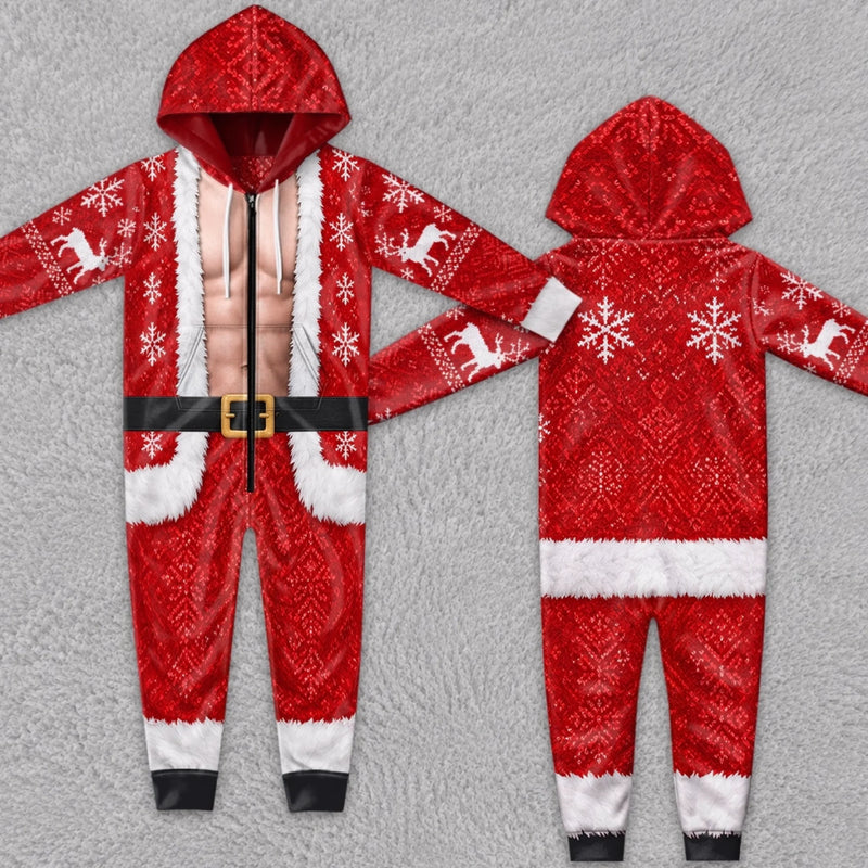 Custom Funny Christmas Santa and Elf Matching Outfit - Personalized Adult Onesie
