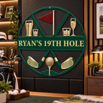 Custom Golf 19th Hole Decor - Personalized Custom Shaped Metal Sign