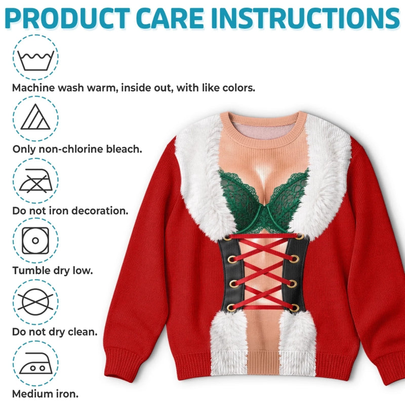 Custom Funny Sexy Santa Christmas Party Gifts for Women - Personalized Ugly Sweatshirt