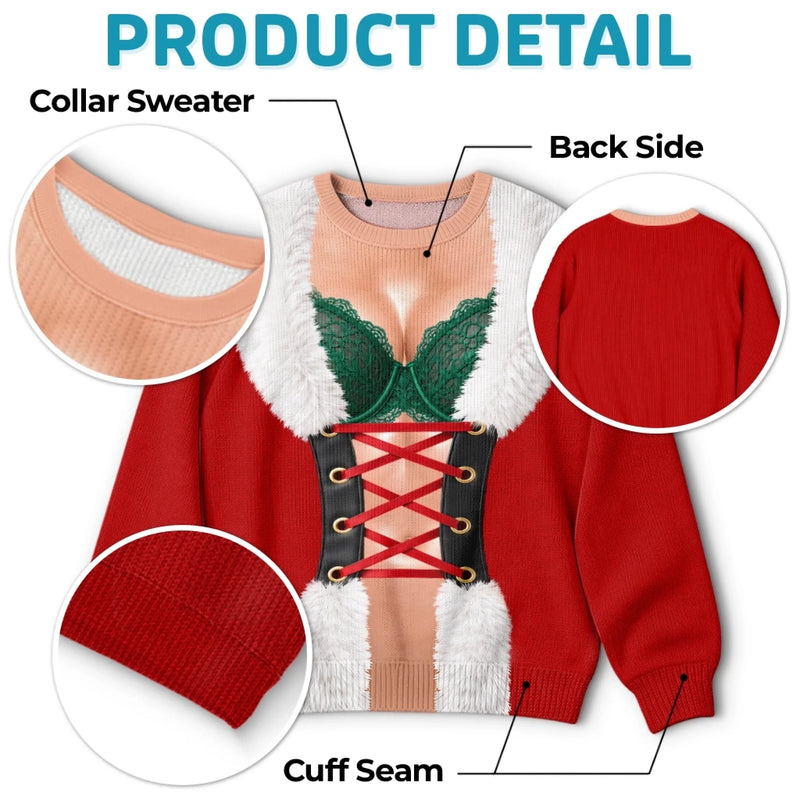 Custom Funny Sexy Santa Christmas Party Gifts for Women - Personalized Ugly Sweatshirt