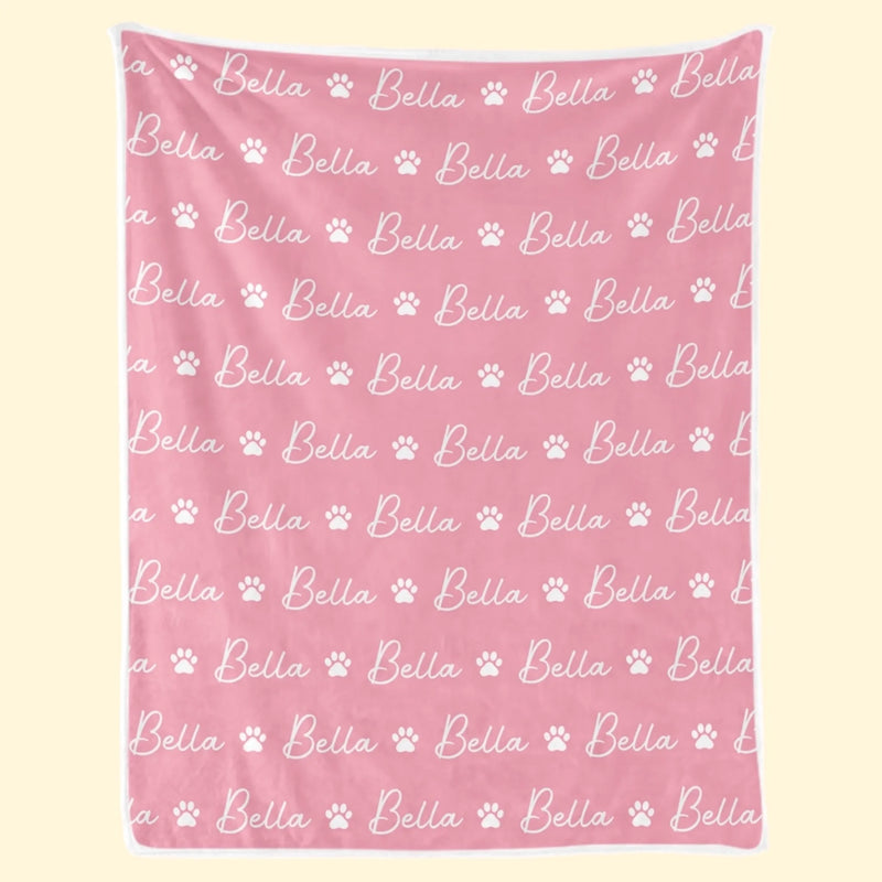 Custom Paw Print Pet Name Gifts - Personalized Blanket