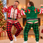 Custom Funny Christmas Santa and Elf Holiday Party Outfit - Personalized Adult Onesie