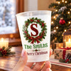 Custom Monogram Christmas Wreath Family Gifts - Personalized Plastic Cups