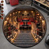 Classic Car Garage Decor for Auto Enthusiasts - Quilted Round Mat