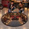 Classic Car Garage Decor for Auto Enthusiasts - Quilted Round Mat