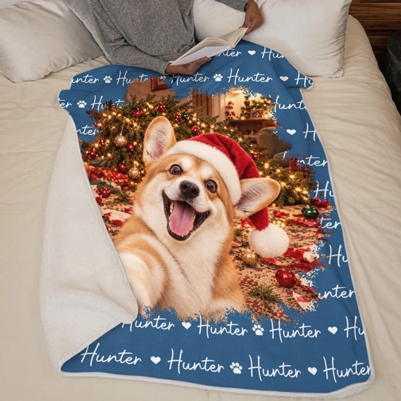 Custom Funny Dog Selfie Photo Christmas Gifts For Dog Lovers - Personalized Blanket