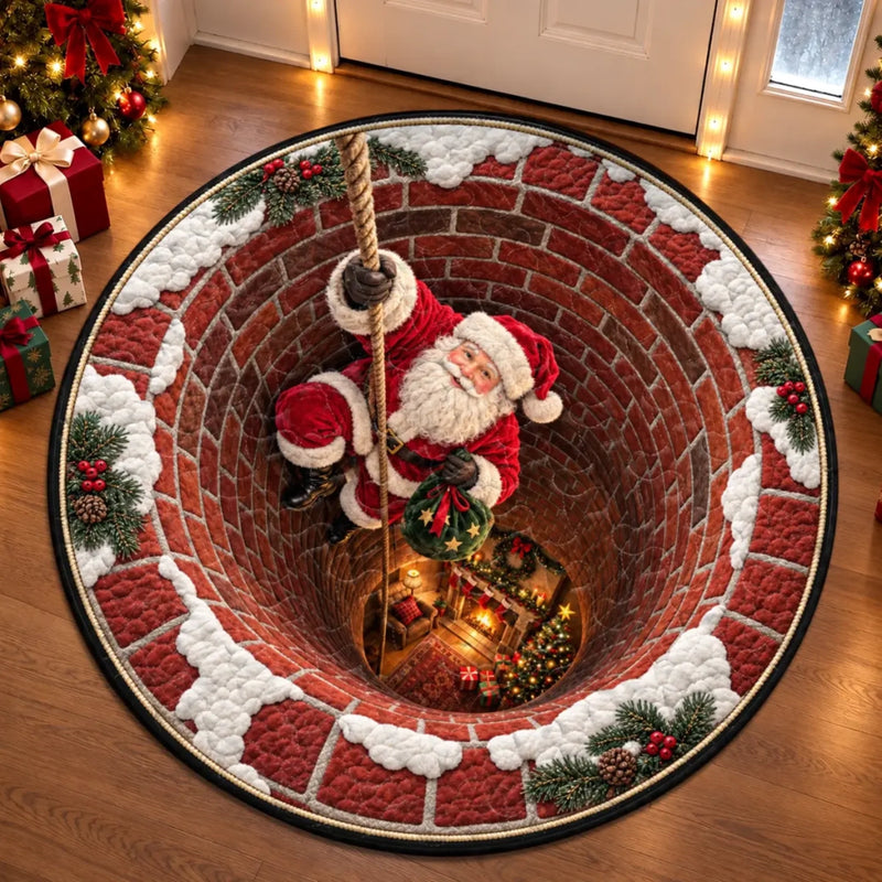 Custom Santa Christmas Decor - Personalized Quilted Round Mat