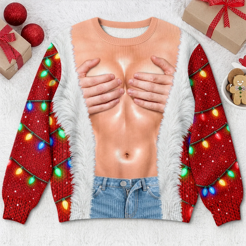 Custom Funny Couple Christmas Party Gifts - Personalized Ugly Sweatshirt