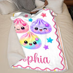 Custom Kawaii Dumpling Squishy Name Gifts for Girls - Personalized Blanket