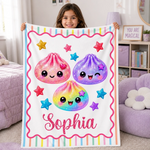 Custom Kawaii Dumpling Squishy Name Gifts for Girls - Personalized Blanket