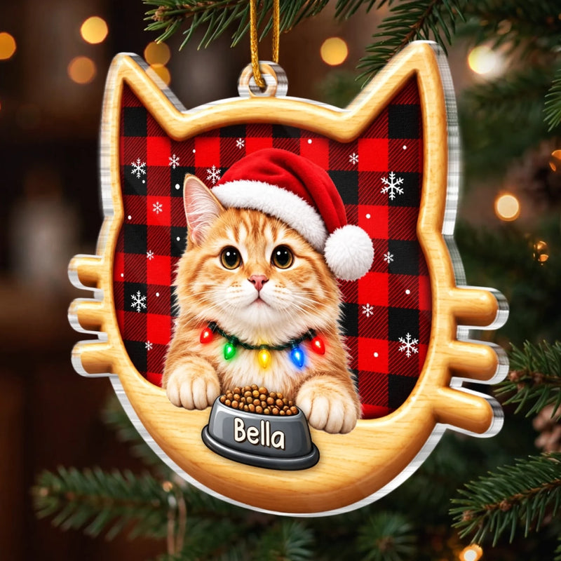 Custom Cat Photo Christmas Gifts for Cat Lovers - Personalized Acrylic Ornament