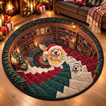 Custom Photo Christmas Dog Decor - Personalized Quilted Round Mat