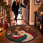 Custom Photo Christmas Dog Decor - Personalized Quilted Round Mat