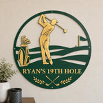 Custom Golf 19th Hole Decor - Personalized Custom Shaped Metal Sign
