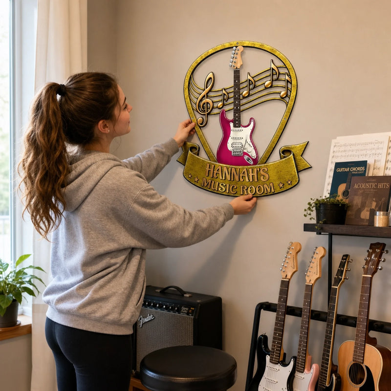 Custom Guitar Music Room Decor - Personalized Custom Shaped Metal Sign