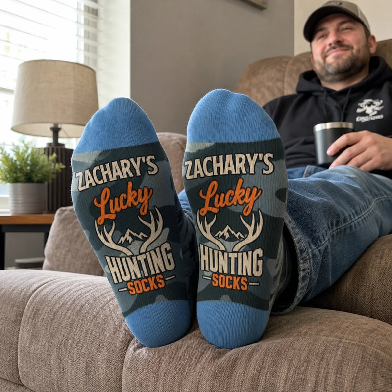 Custom Crew Socks - Personalized Birthday Hunting Gifts For Hunters, Husband, Son, Grandson, Brother, Grandpa, Dad, Yourself - Always Ready For Big Hunts