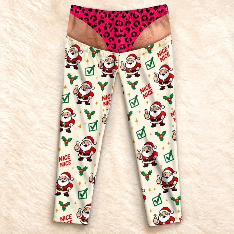 Custom Funny Christmas Pajamas For Men - Personalized Naughty Reveal Pajama Pants