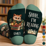 Custom Shh I'm Reading Crew Socks - Personalized Bookish Gifts For Book Lovers, Bookworms, Readers - Stay Cozy & Read