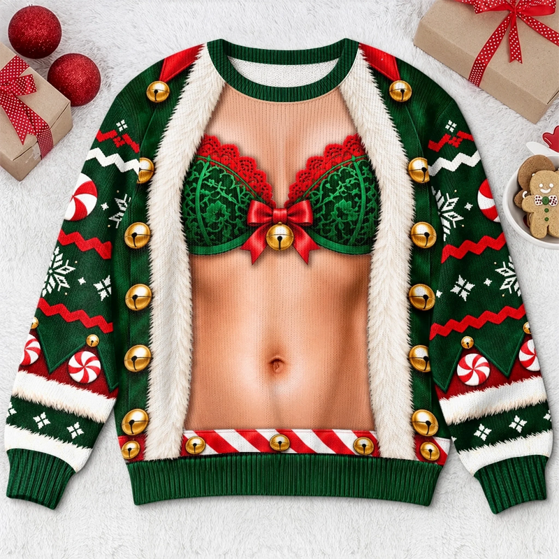 Custom His and Hers Holiday Outfit Christmas Gifts for Couples - Personalized Ugly Sweatshirt