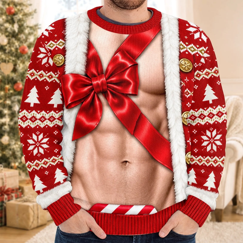 Custom Christmas Bow Couple Gifts - Personalized Ugly Sweatshirt