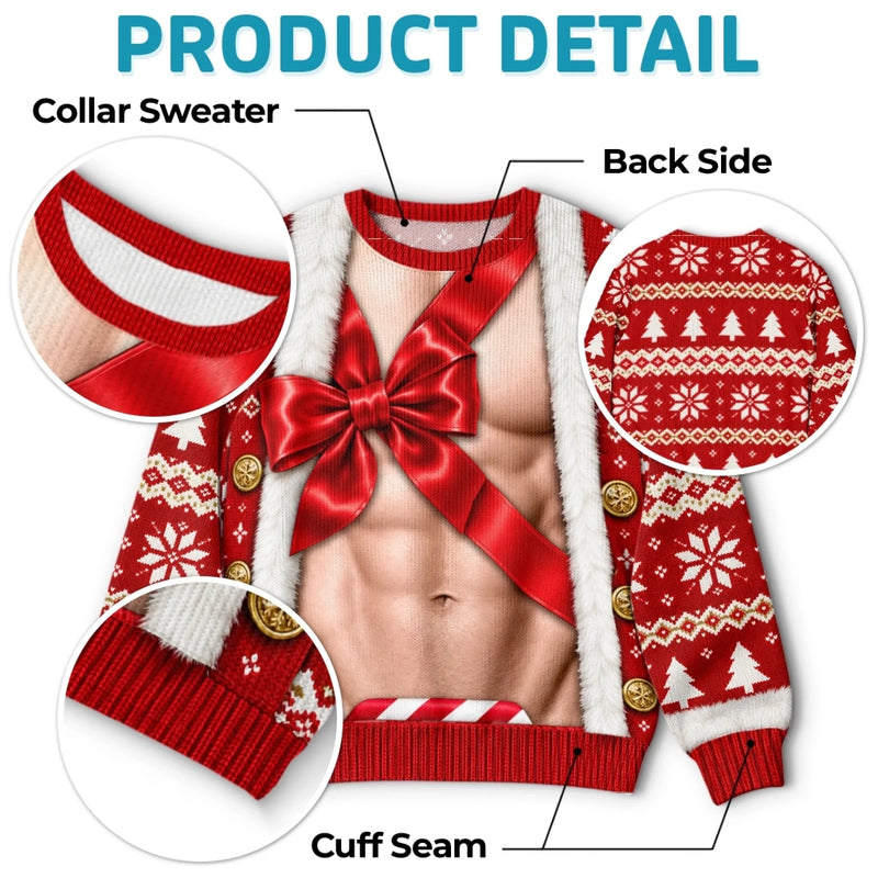 Custom Christmas Bow Couple Gifts - Personalized Ugly Sweatshirt