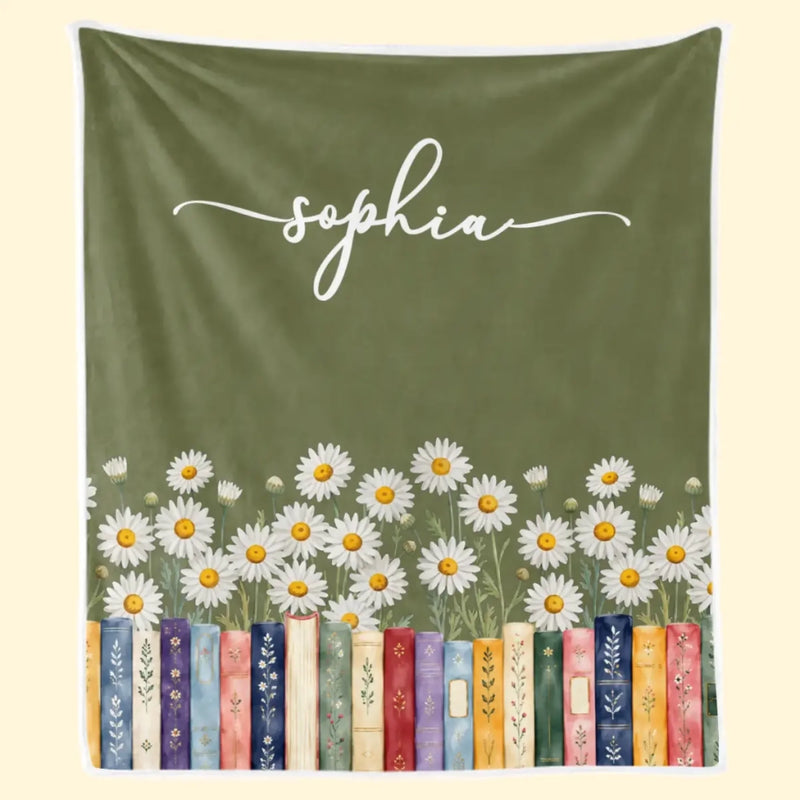 Custom Name Floral Book Lover Gifts - Personalized Blanket