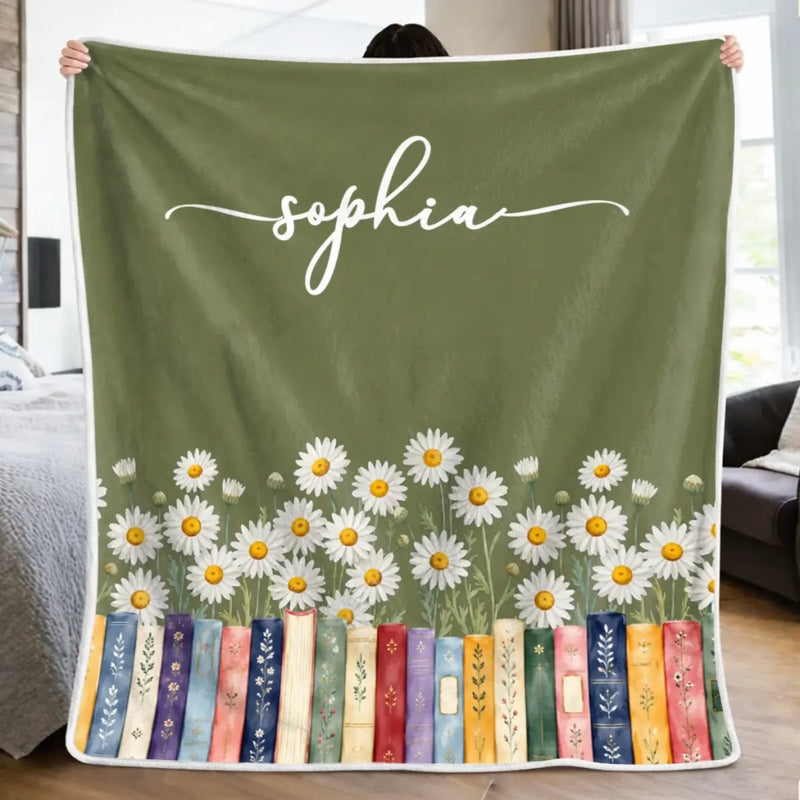 Custom Name Floral Book Lover Gifts - Personalized Blanket