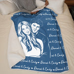 Custom Photo Couple Portrait Anniversary Gifts For Husband And Wife, Him And Her - Personalized Blanket