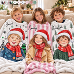 Custom Photo Christmas Name Kids Gifts - Personalized Blanket