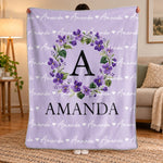 Custom Floral Monogram Name Gifts for Her - Personalized Blanket