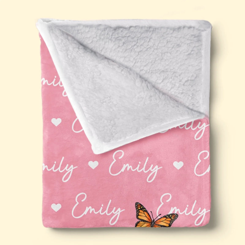 Custom Name Butterfly Floral Kids Gifts - Personalized Blanket