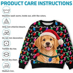 Custom Photo Crochet Pet Christmas Gifts For Dog And Cat Lovers - Personalized Ugly Sweatshirt