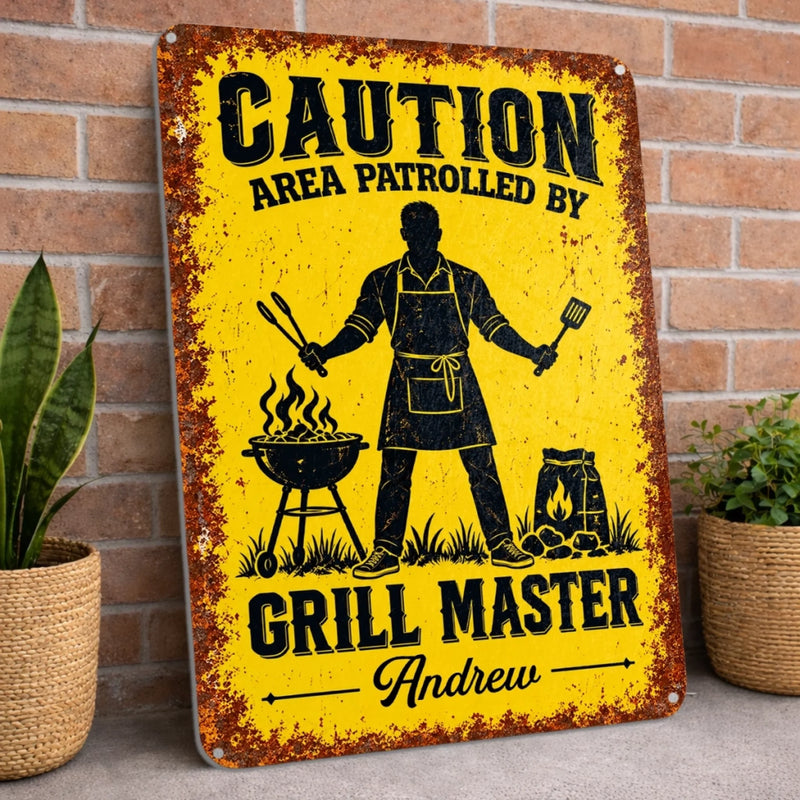 Custom Grill Master BBQ Decor - Personalized Metal Sign