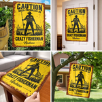 Custom Crazy Fisherman Name Fishing Gifts - Personalized Metal Sign
